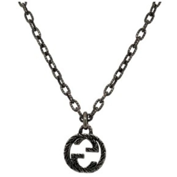 Gucci Interlocking G Pendant Necklace 925 Sterling Silver 17.5 Inches